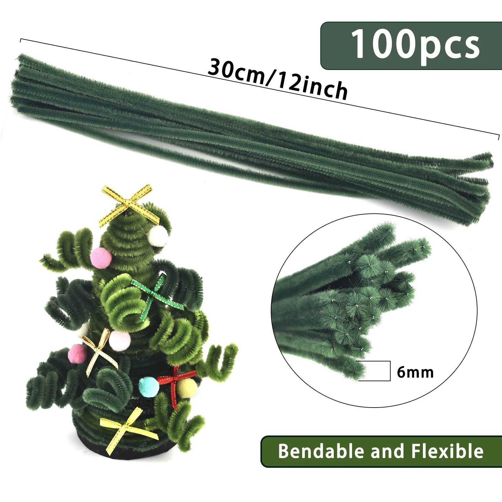 Chenille Pipe Cleaners 100pcs Chenille Stems Toys DIY Strips Twist Bar Anvil Wire Craft Pipe Creative Hobby Children Plush Stick