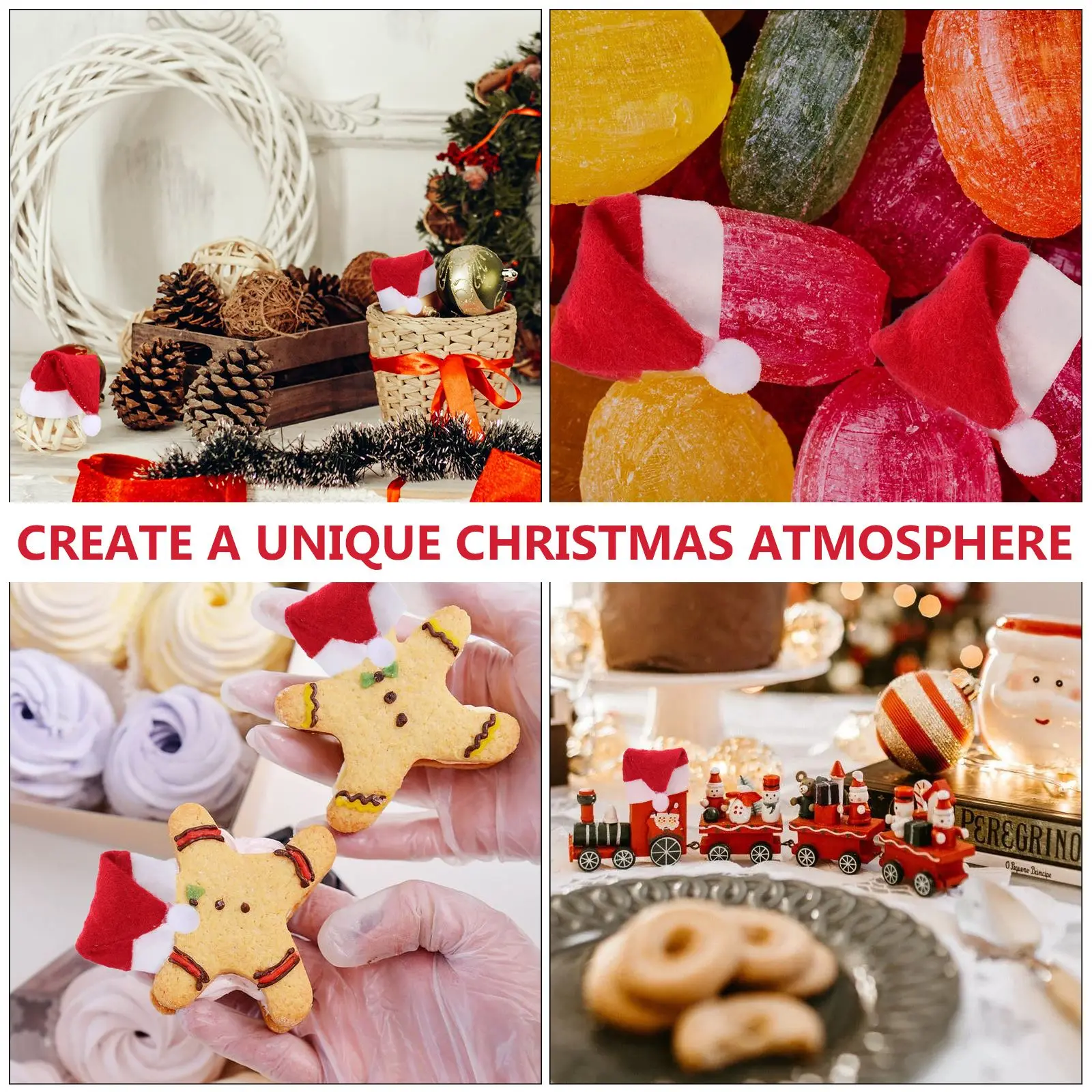 Christmas Mini Santa Hats Lollipops Santa Hats Lollipop Christmas Hat Small Mini Candy Claus Caps Party Accessories 24pcs christmas beanie hat