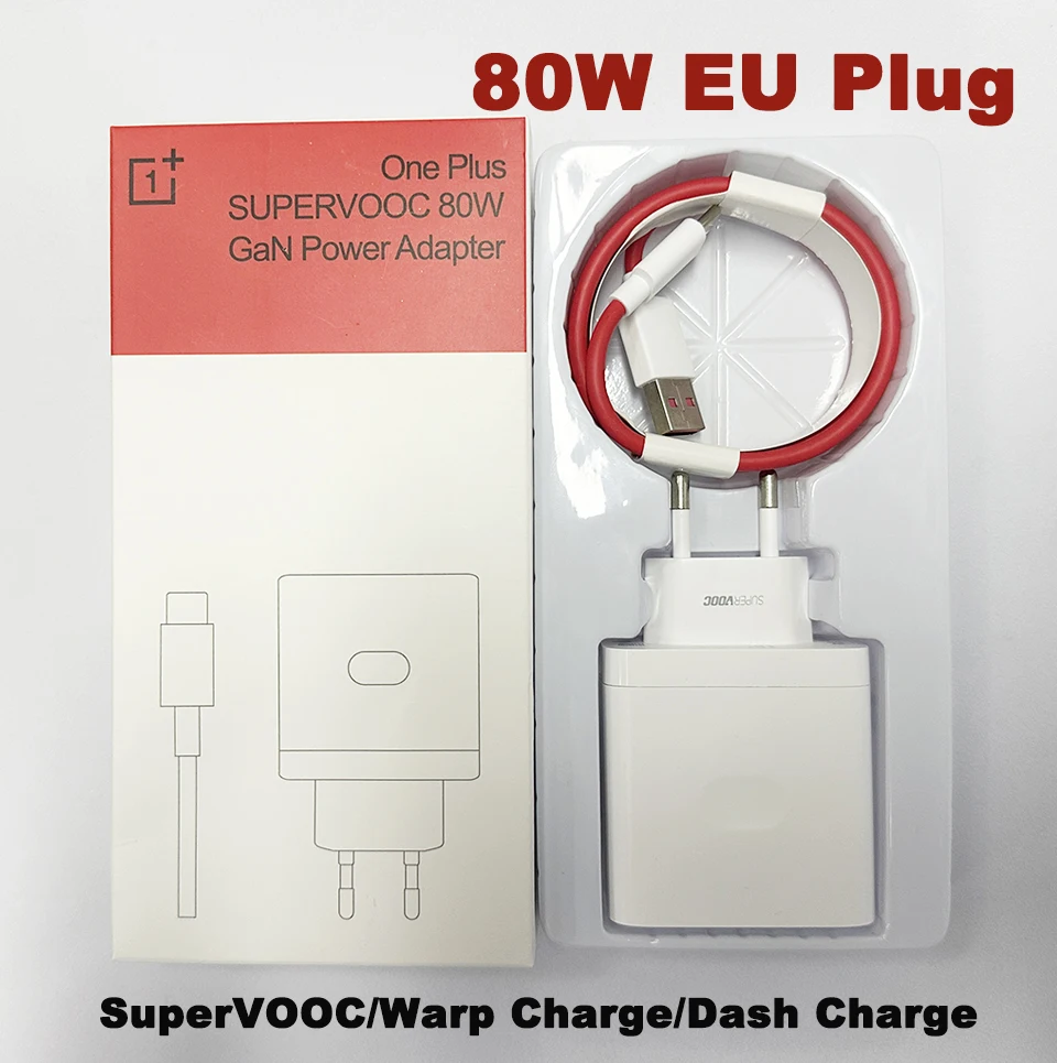 High-Speed OnePlus SuperVOOC Travel Charger with USB-C Cable, EU Plug