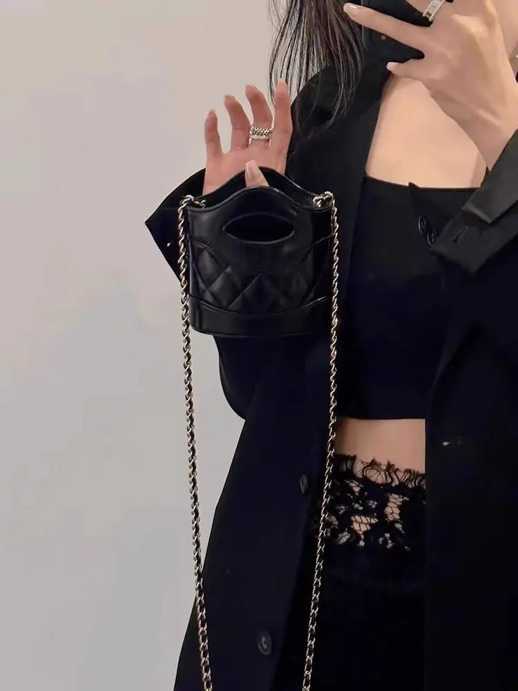 2024 New Diamond Lattice Chain Pu Leather Small Bag Handbag Crossbody Bags Women Commute Shoulder Bag