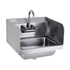 Stainless Steel Sink for Washing with Faucet and Side Splash, NSF Commercial Wall Mount Hand Basin for Restaurant, Kitchen 1