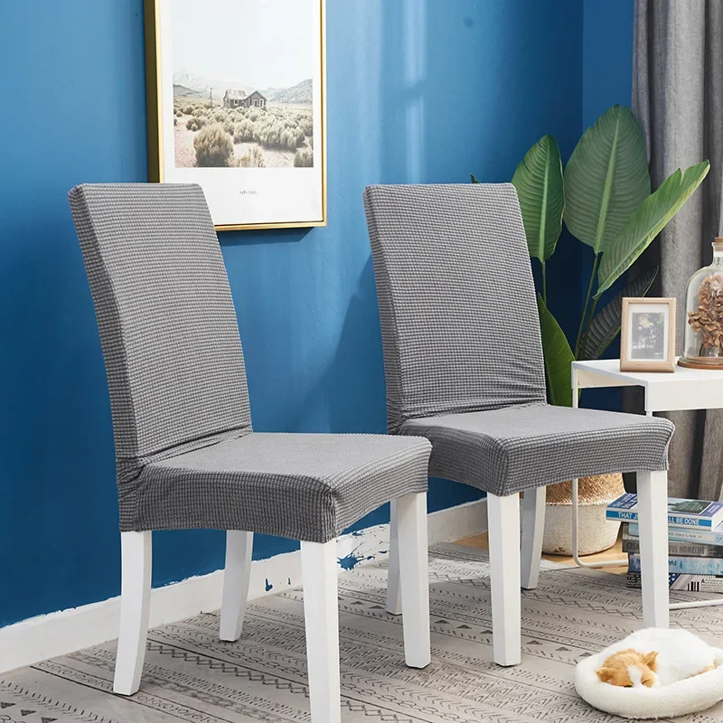 

New 1/2/4 Solid Color Chair Cover Siamese Dustproof Elastic Dining Room Chair Cover Spandex Cover Office Chair Living Room