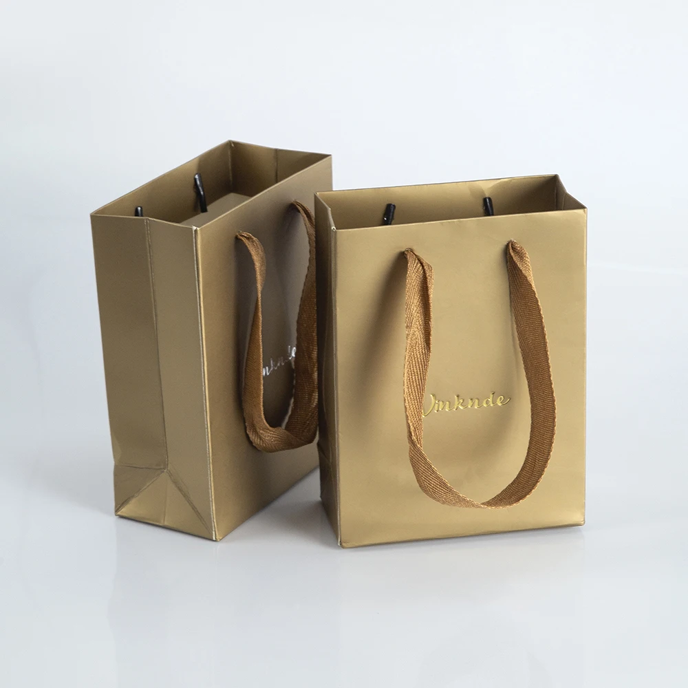 50pcs Custom Logo Paper Bags with Handles 12x6x16cm Cardboard Tote Bags Wedding Party Favor Bags Shopping Recycled Paper Sacks