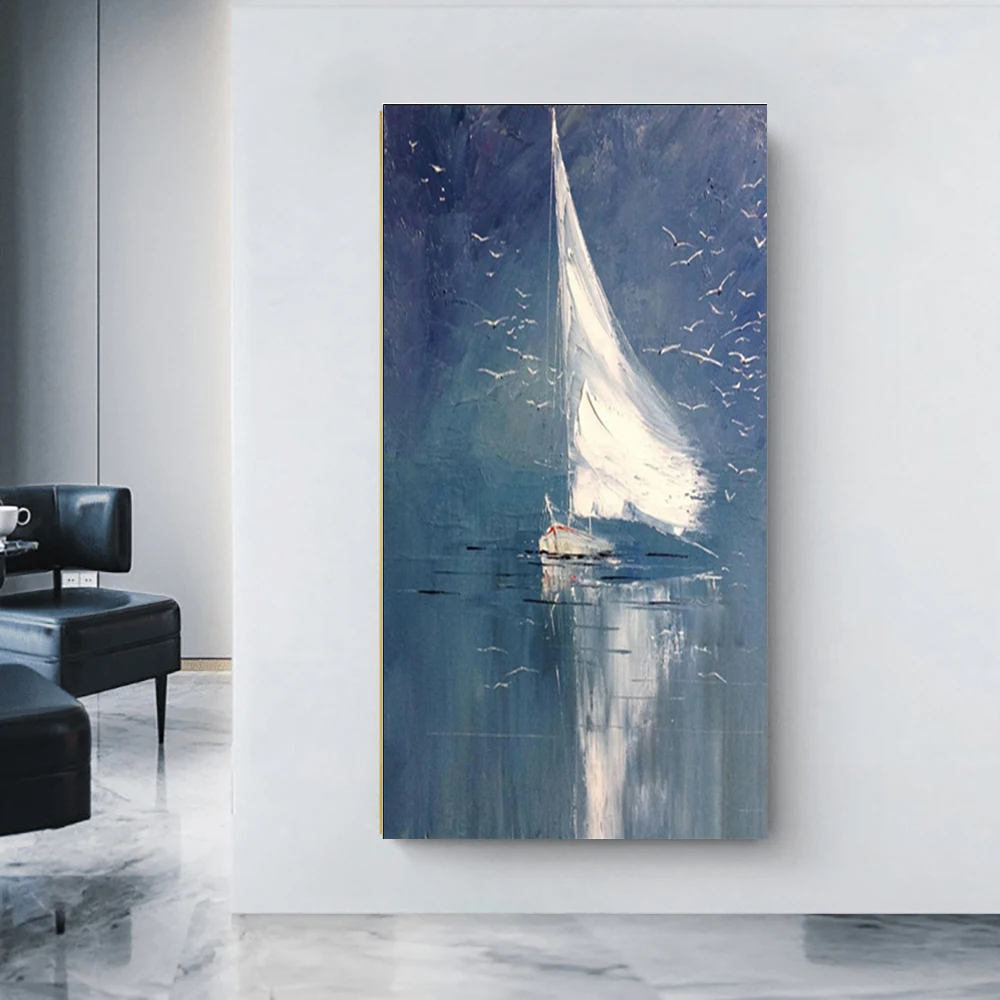 

Sailing Boat Painting Hand Painted Oil Painting On Canvas Oversize Decoracion Wall Art Picture For Office Home Living Room Decor