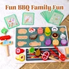 Children Simulated Barbecue Toy Set Kids Wooden Simulation Food Barbecue Cooking Toys Parent-Child Interaction Play House Toys 1