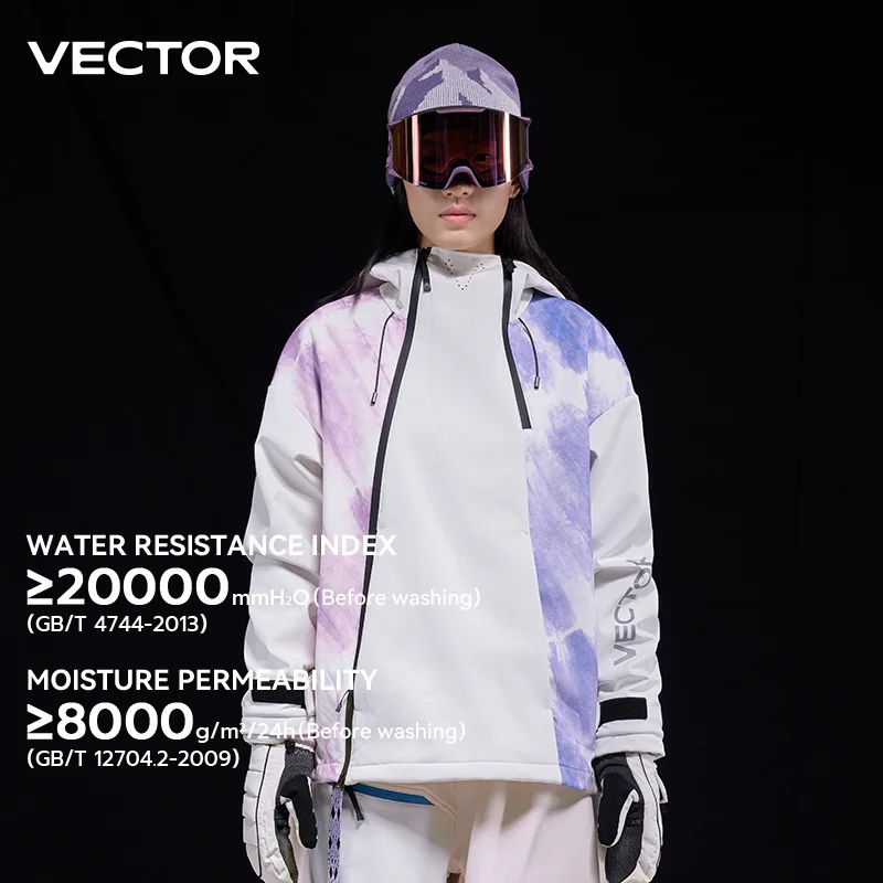 VECTOR Men and Women Splicing Skiing Top Waterproof Windproof Warm Durable Indoor and Outdoor Snowboard Jacket