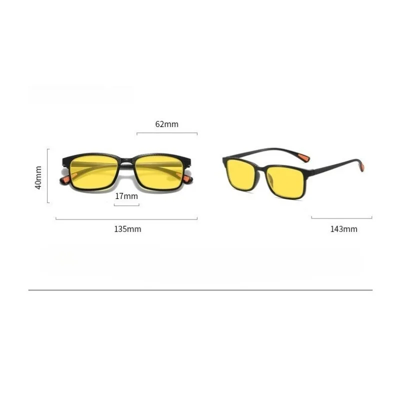 Sleek Night Vision Anti Blue Light Reading Glasses - Ultra-Light Square Frame Eyewear