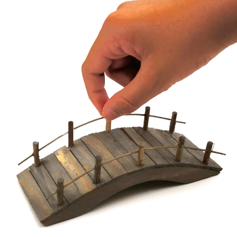 1:12 Dollhouse Mini Wooden Arch Bridge with Railings Miniatures Fairy Garden Miniature Crafts B03E 1