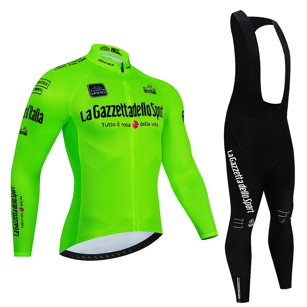 FluorescentGreenTeamCyclingJerseySetsLongSleeveMountainBike