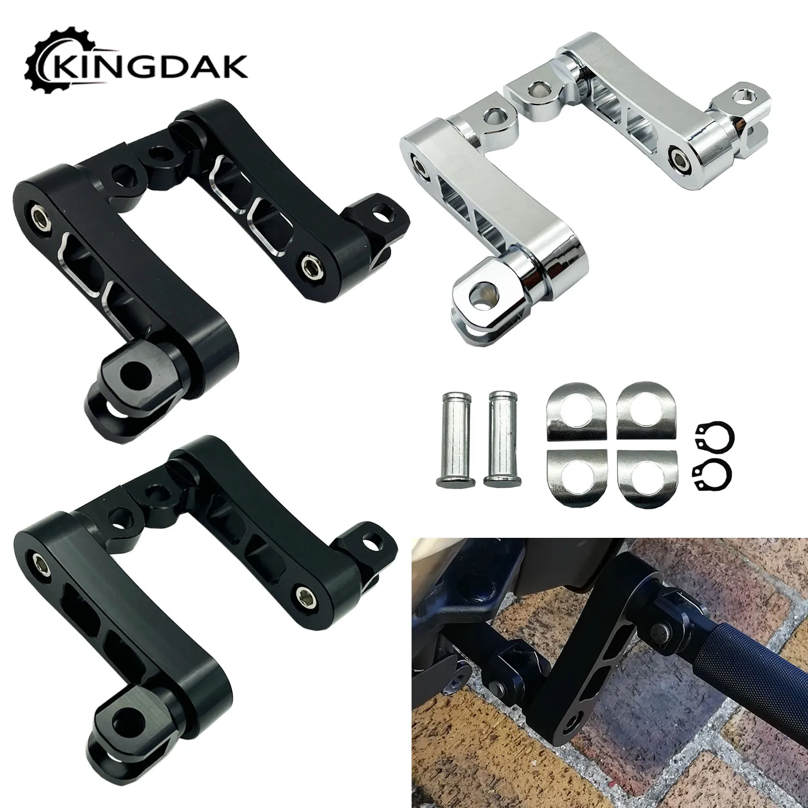 Motorcycle Adjustable Male Mount Passenger Footpegs Bracket Highway