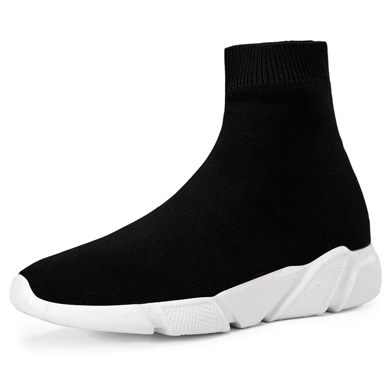 2022 Unisex Socks Shoes Breathable High-top Women Shoes Flats Fashion Sneakers Stretch Fabric Casual Slip-On Ladies Shoes Brand