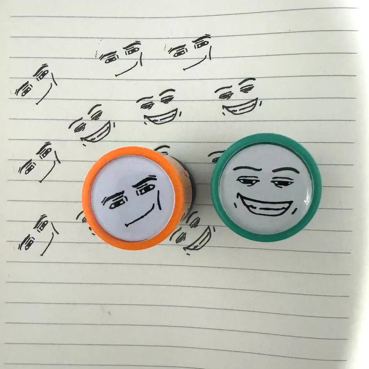 Subtle Quirky Funny Pressing-style Notebook Stamps Simple Smiling Face Seal For Exclusive Mark - 2