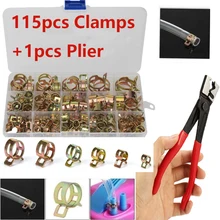 

115 PCS Zinc Plated 6-22mm Spring Hose Clamps + 1PC Tube Clamp for Water Pipe Air Tube Band Clamp Metal Fastener Assortment Kit