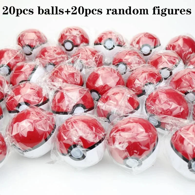20/pcs Pokemon PokBalls Action Toy Figures 7cm balls +20pcs
