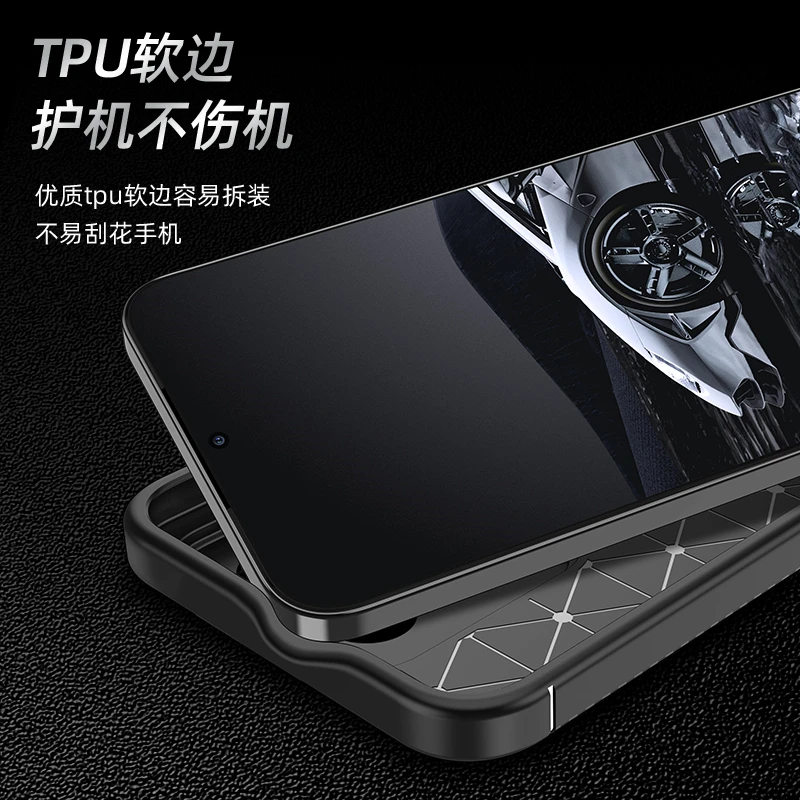 Premium Shockproof TPU Silicone Carbon Fiber Bumper Case - Soft Anti-Knock Protection Cover