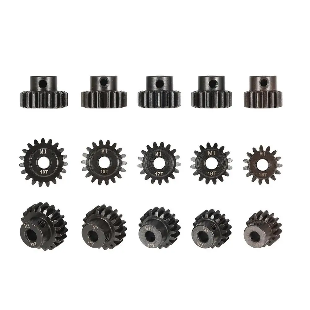 Engrenages de précision M1 pour moteur RC, présentés en angle pour montrer l'épaisseur et la qualité de l'acier.