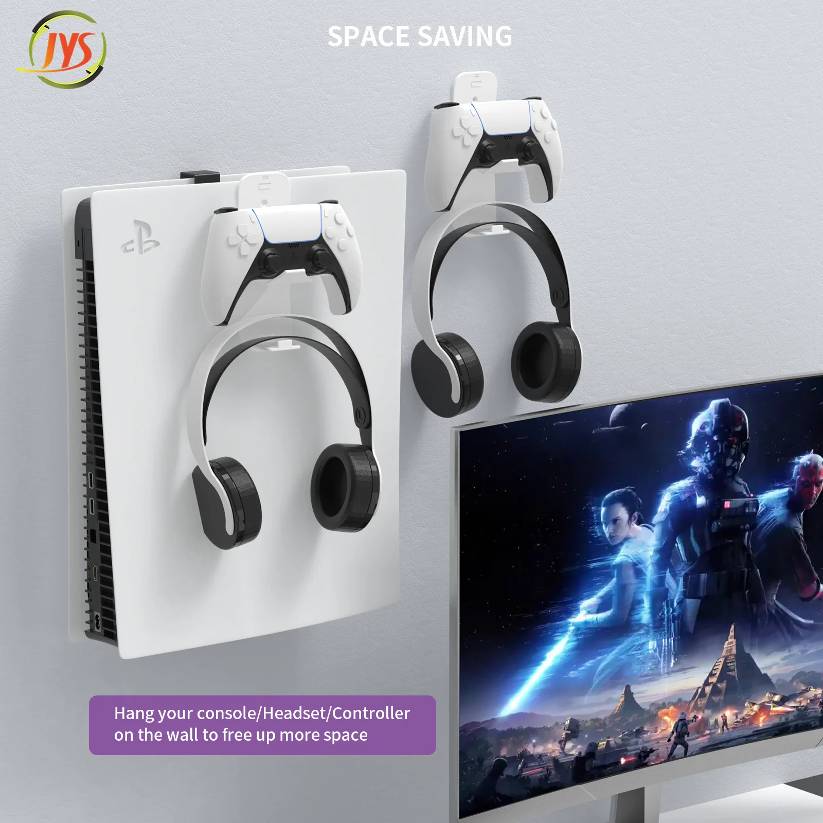NEW JYS-P5149 For PS5slim Host Wall Bracket For PS5 Slim Host Clip Hanging Storage Stand With Headphone Handle Hook Bracket