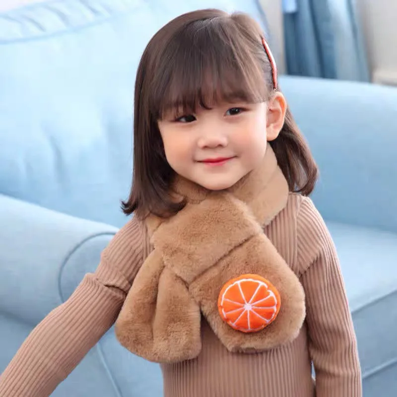 Kids Winter Scarves Faux Fur Collar Thickening Warm Shawls Boys Girls Cute Soft Comfortable Warmer Neckerchief Lovely Scarves