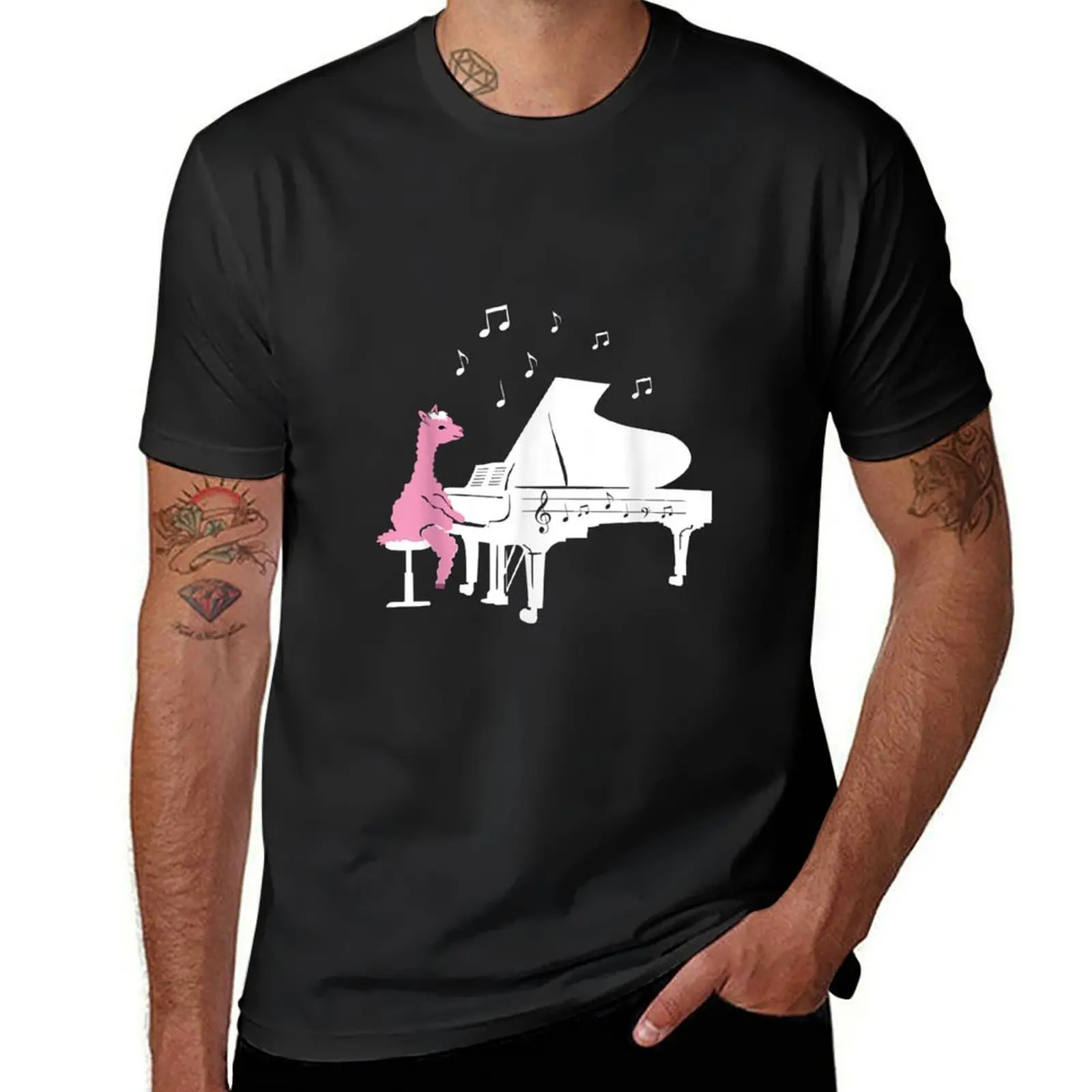 

Alpaca Piano Player Music lover gift T-shirt plus size tops cute tops mens graphic t-shirts