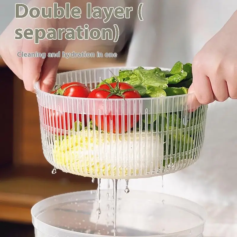 1Pc Manual Vegetable Dryer Multifunction Salad Spinner Dryer PP Fruit Food Dehydrator Household Kitchen Quick Drying