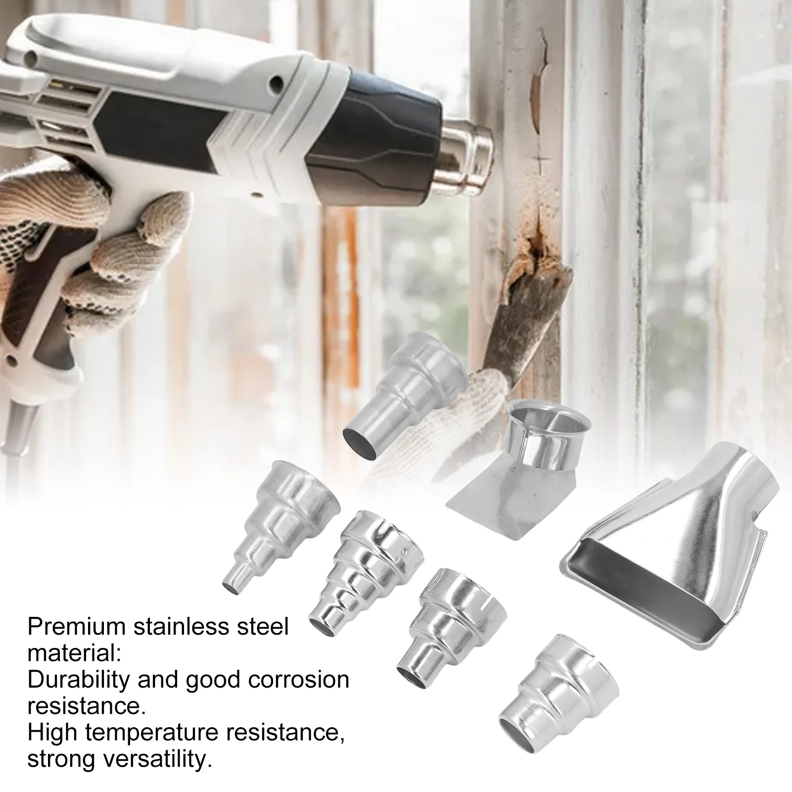 35mm Heat Gun Nozzle Set Stainless Steel Hot Air Gun Nozzle for Pipe Welding PVC Shrinking Stainless Steel Heat Nozzles