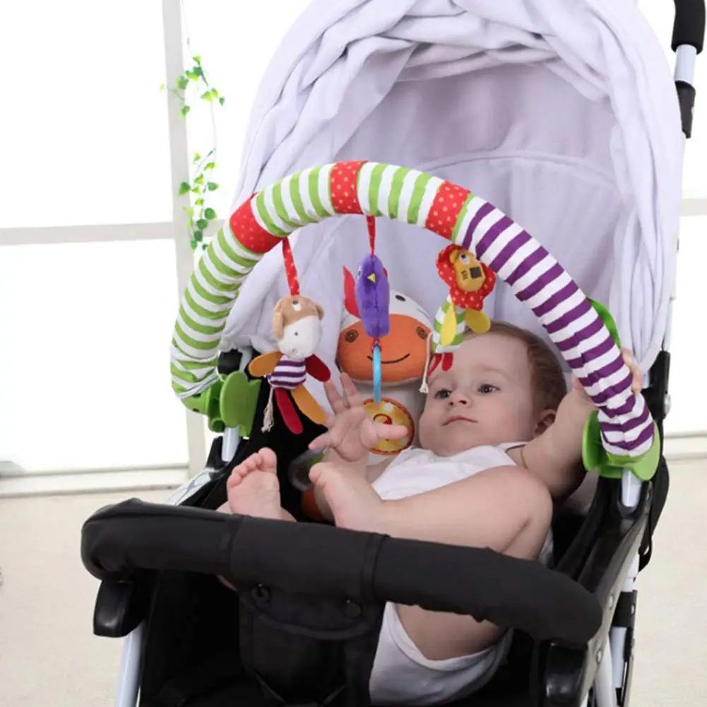 Baby Stroller Arch Toys Rattle Stroller Lathe Crib Toys Car Seat Cot Play Travel Infant Baby Toys Educational For Newborn Gifts - 3