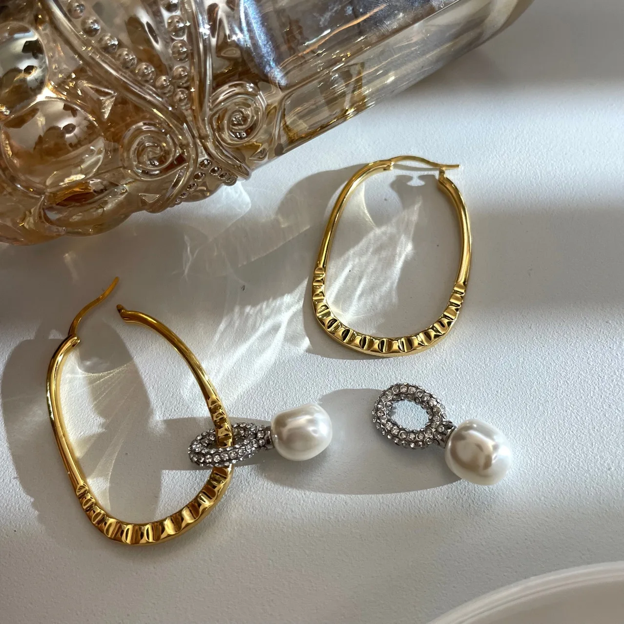 Brass AAA Zircon Faux Pearl Big Drop Earrings Women Jewelry Punk Party T Show Gown Runway Korean Japan INS