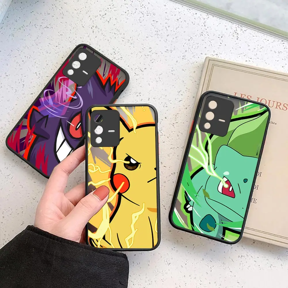 

New Pokémon Pikachu Gengar Bulbasaur Case For VIVO X70 X60 X50 X30 V29 V25 V23E V23 V21 V21E V20 IQOO 7 5 NO05 PRO PLUS 5G Cover