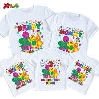 Birthday Boy Shirt for Kids Family Matching Outfits Barney Shirts 2nd Party Custom Name Girl Outfit Toddler Baby Familia Shirts 1