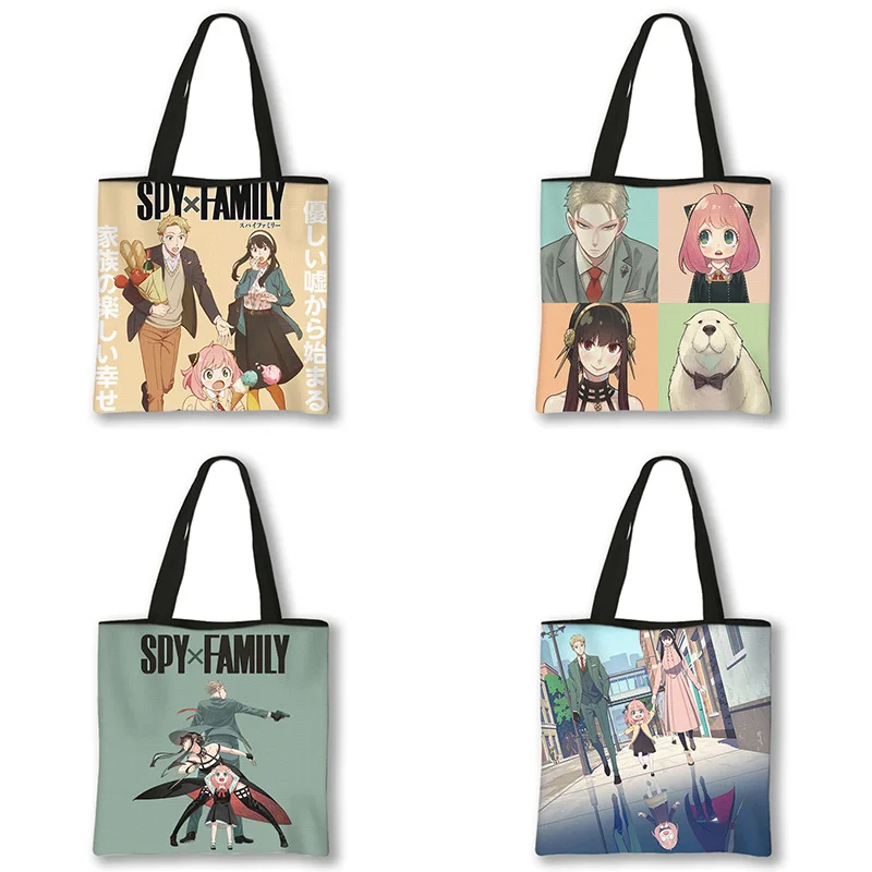 

Japanese Anime Spy X Family Shopping Bag Graphic Tote Harajuku Canvas Anya Smug SpyFamily Shoulder Bags Female Casual Tote