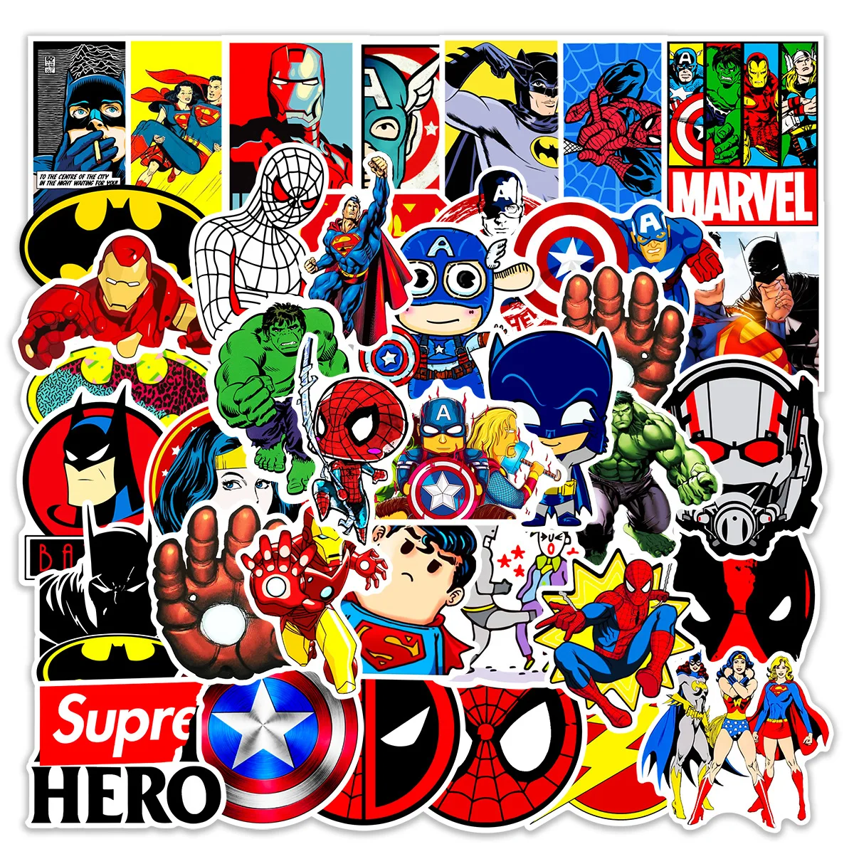 50Pcs Cute Marvel The Avengers Super Hero Stickers Aesthetic Motorcycle Phone Car Laptop Cartoon Sticker Decal Kids Toy 10 30 50pcs marvel super heroes cartoon stickers for phone case skateboard laptop scrapbooking waterproof cool kid sticker toy