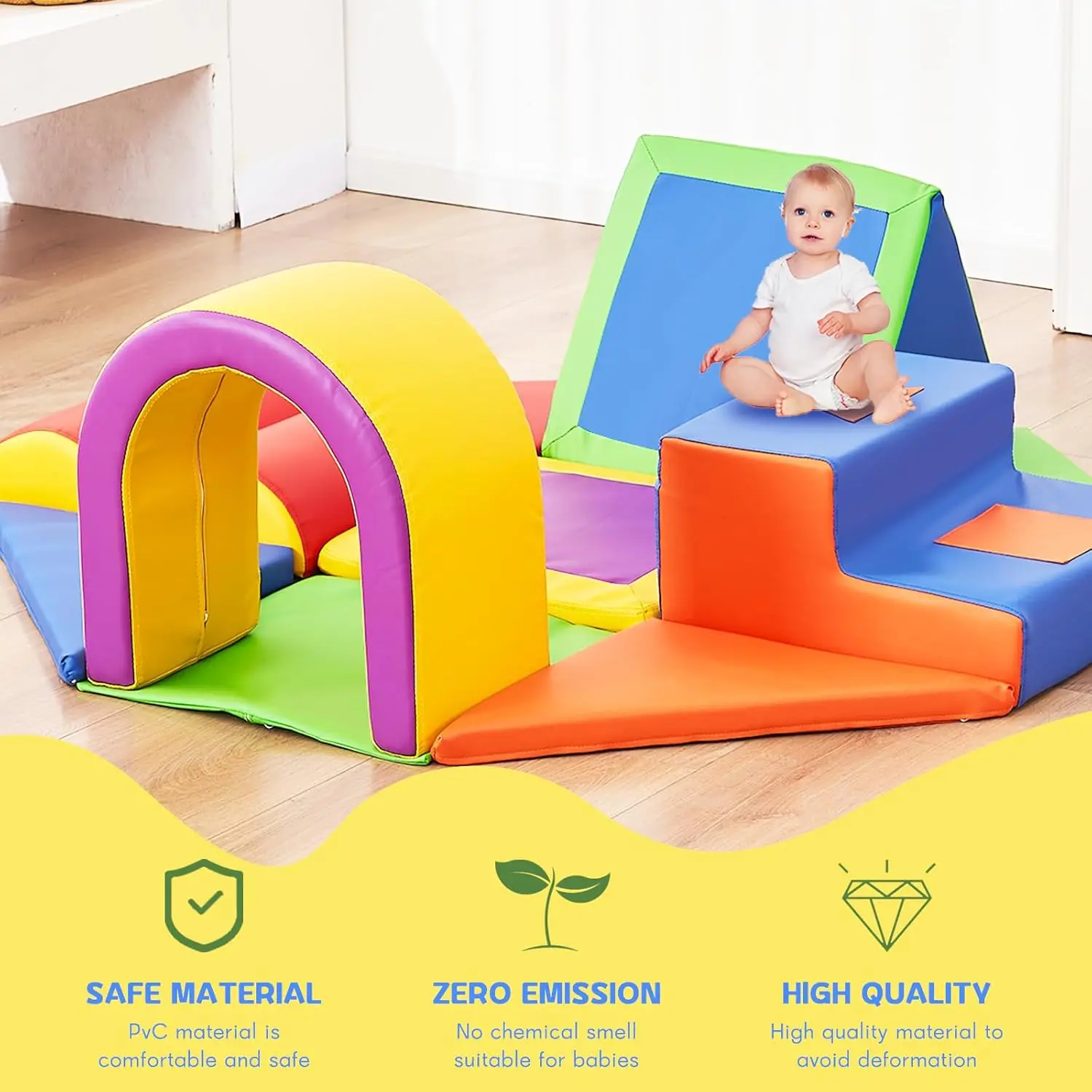 Toys for Toddlers, 11pcs Toddler Climbing Toys Indoor for Climb,Crawl and Slide, Soft Play Foam Climbing Blocks Toddlers