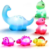 1/6PCS Baby Cute Animals Bath Toy Swimming Water Play LED Light Up Toy Set Float Induction Luminous Dinosaur for Kids Funny Gift 2