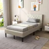 Twin Bed Frames for Kids, Modern Upholstered Platform Bed with Button Tufted Headboard, Wooden Slats Support Mattress 3