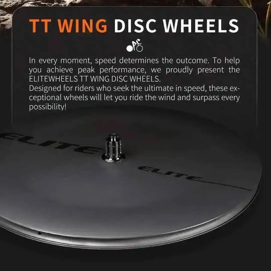 ELITEWHEELS 700C Carbon Disc Wheel AERO Shape UD Matte Wide Wheels Clincher Tubular Tubuless Triathlon bike TT-Wing