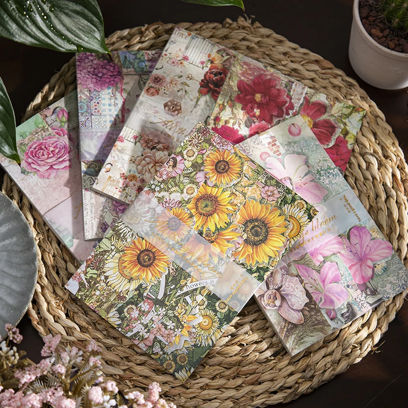 20sheets Vintage Flowers Material Paper Junk Journal Decor DIY Supplies Scrapbooking Art Collage Aesthetics Stationery Craft Pap