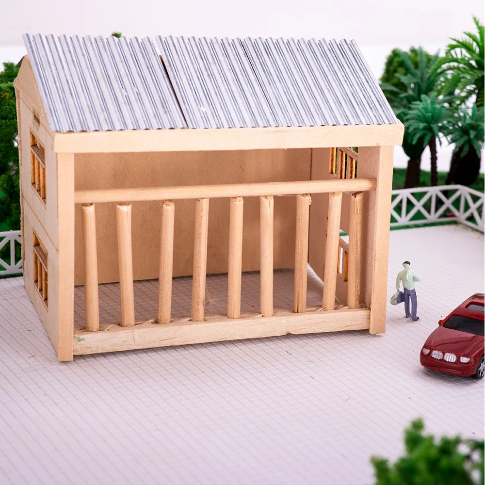 8PCS 1:35 Corrugated  Tile Wall Sheet Building For Military Scene Modeling Materials Assembled Diorama Layout Kits Toy 5