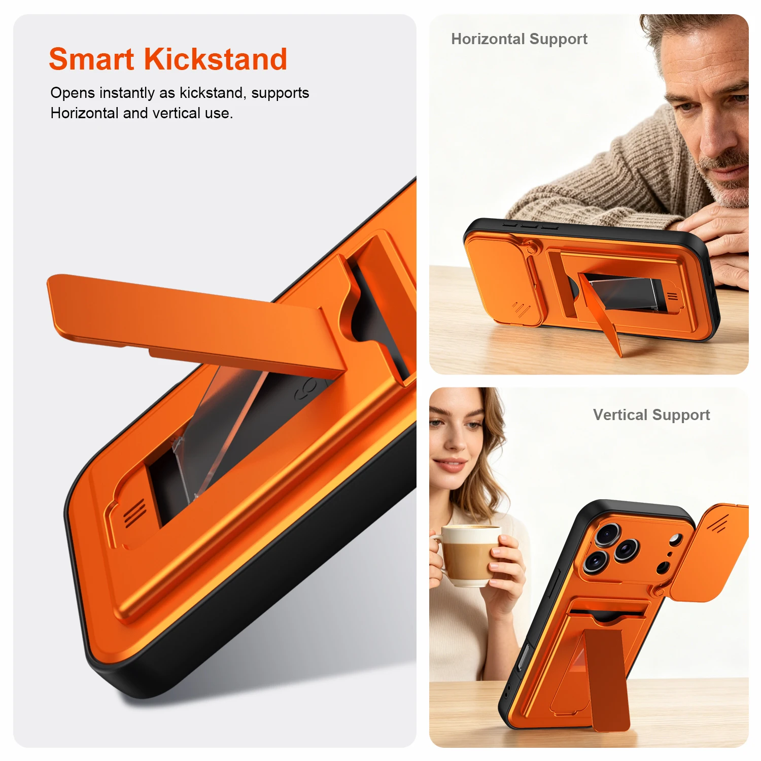 Enhanced Shockproof Card Holder Wallet Phone Case with Lens Protection