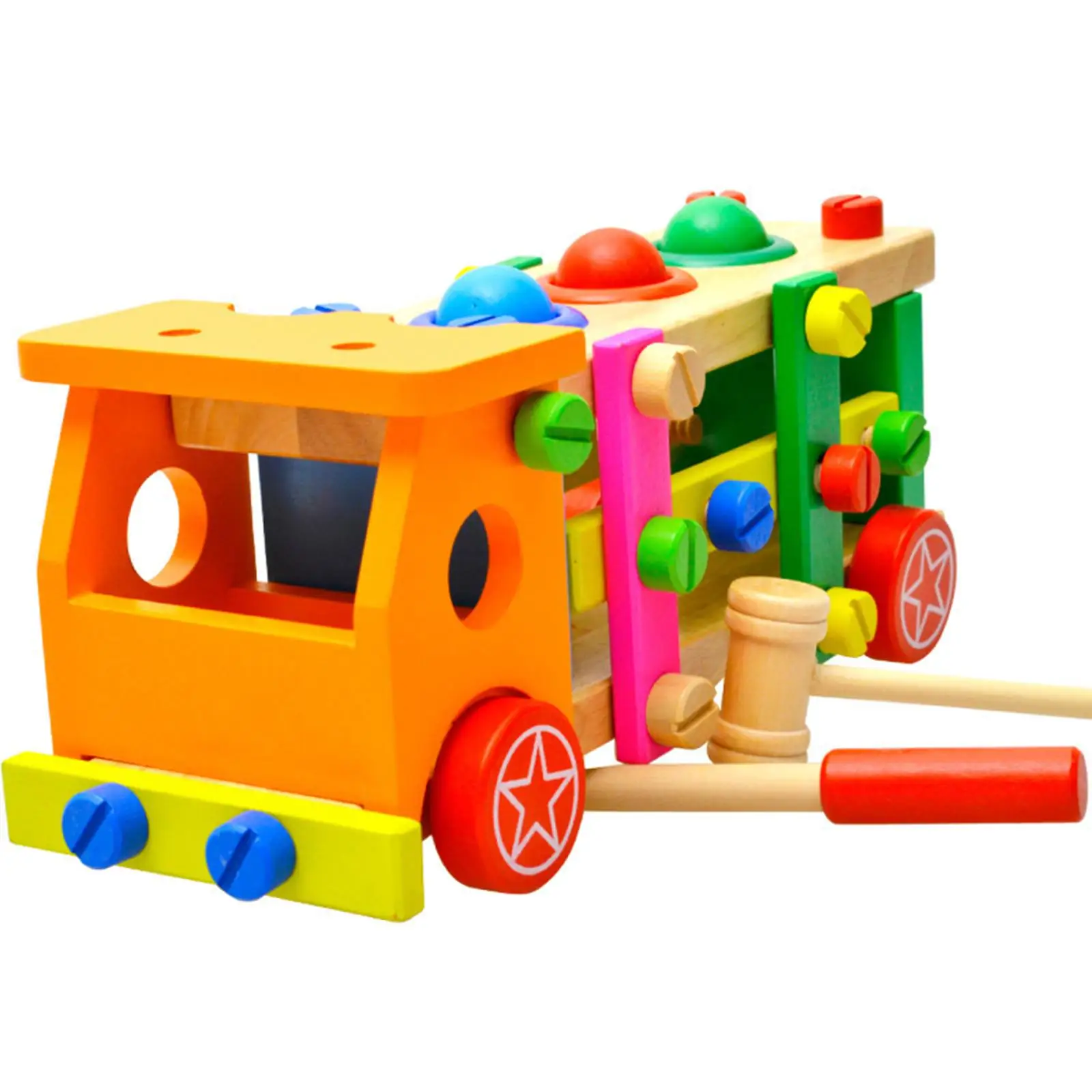 

Wooden Tool Bench Set Development Toy Fine Motor Skill Pounding Toy Assembly Engineering Truck Toy Pretend Play for Children