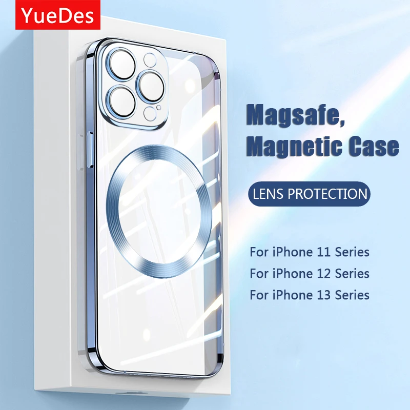 Lens Protection Plating Transparent Phone Case For iPhone 11 12 13 Pro Max For Magsafe Magnetic Magnet Ring Clear Silicone Cover cute iphone 12 pro max cases