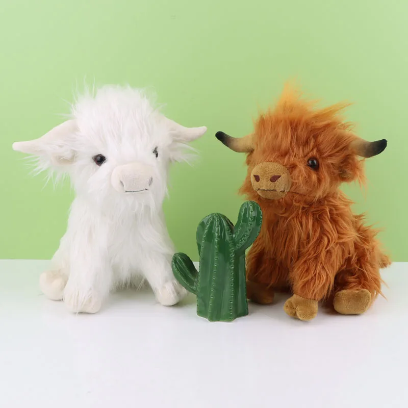 

Three Colors Simulation Highland Cow Plush Toy Soft Cream White Highland Cattle Stuffed Animals Dolls Kawaii Kyloe Plushie Gifts