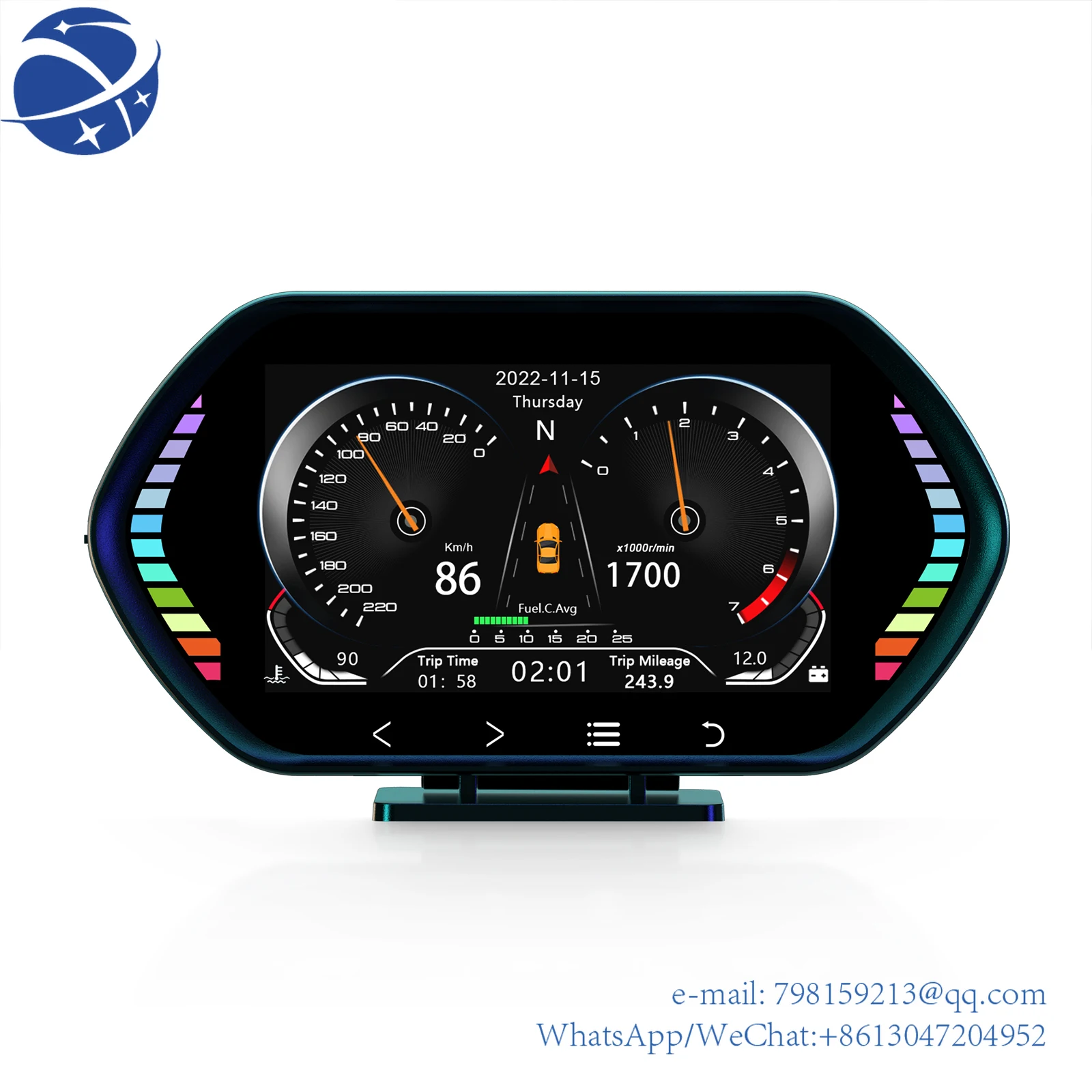 

Yyhcyunyihongchuan2023 Новинка 4,5 дюймов F12 дисплей на лобовом стекле OBD GPS счетчик наклона дисплей индикатор температуры масла спидометр для автомобильного Hud