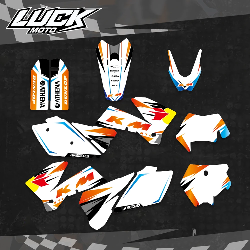 LUCKMOTO For KTM EXC 125 200 250 300 400 450 525 2005 2006 2007 Motorcycle Graphics Background Decals Sticker Sticker