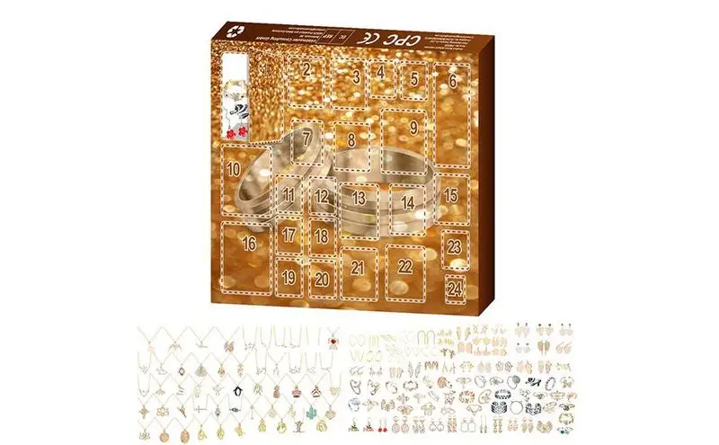 Christmas Advent Calendar Countdown Calendar Toys Portable Boxes Christmas Advent Surprises Exquisite Girls Jewelry 24-Day Kids Teens And Women