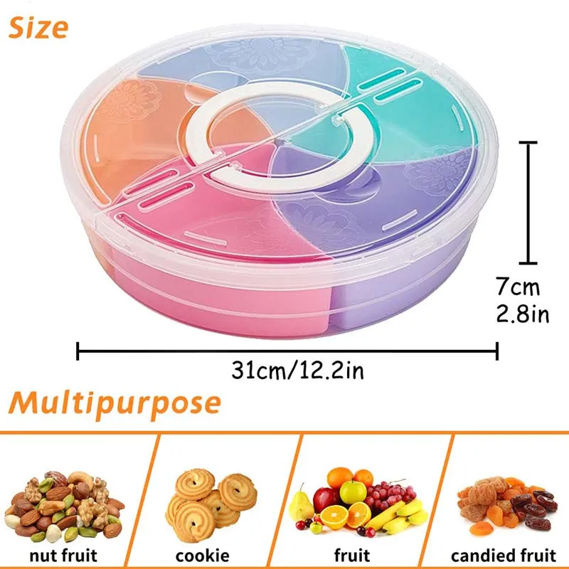 Multi-function Food Storage Tray with Lid Food Containers Tray To Keep for Nuts and Candy Dried Fruit Snack Plate Serving Platte 2