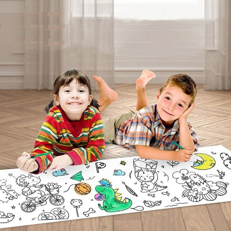 90 cm carta da disegno per bambini fai da te graffiti scena a tema pittura rotolo di carta da colorare sussidi didattici per la scuola materna giocattoli educativi per bambini - immagine 2
