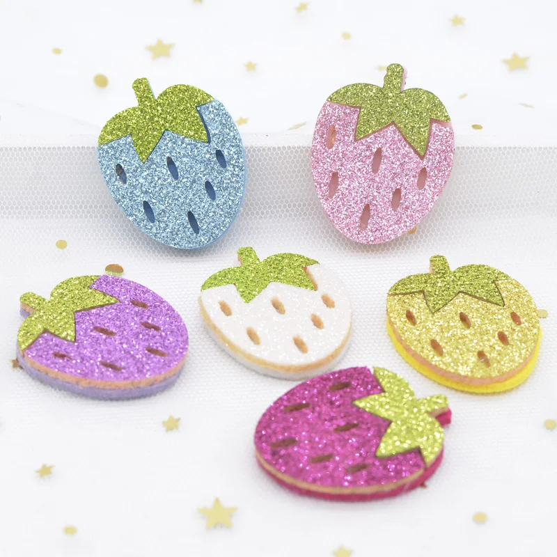 12pcs 30*40mm gepolsterte Glitzer Stoff Erdbeer Applikation für DIY Kleidung Hut Nähen Kopfschmuck Haars pangen Bogen Dekor Patches