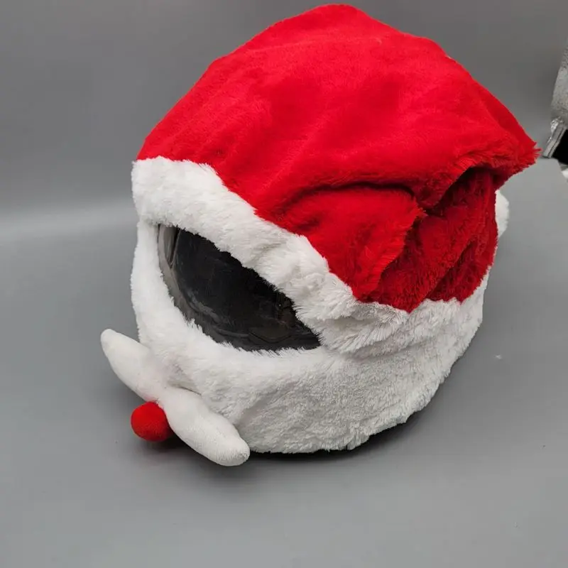 Christmas Hat Motorcycle Helmet Cover Plush Soft Funny Headgear Festive Atmosphere Santa Claus Costume Christmas Gift