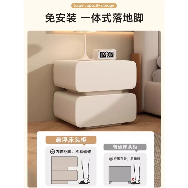 Internet celebrity smart bedside table simple modern charging multi-function bedroom light luxury high sense with lock bedside l