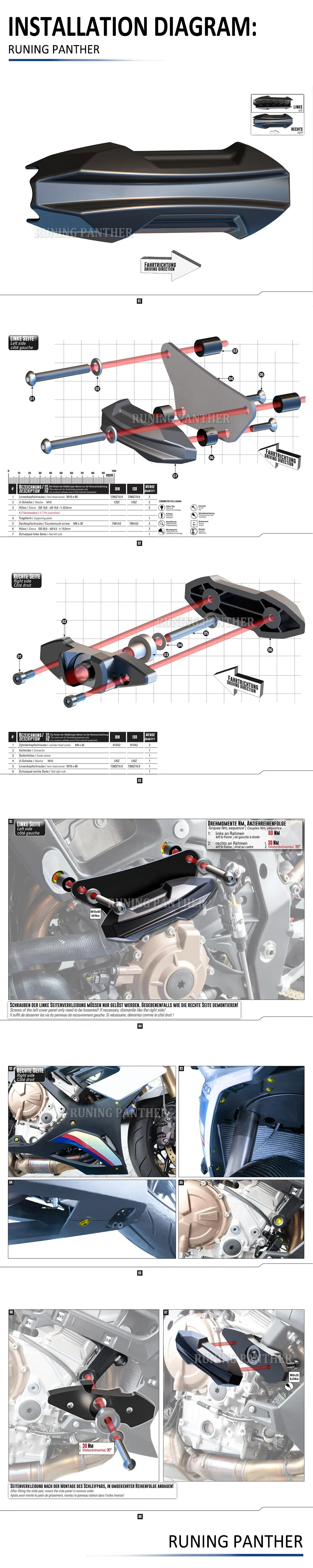 Neue Motorrad rahmen Schieber Pad Protector Anti-Fall Kleber Falls chutz Pads Set für BMW m1000rr m 1000 rr 1000rr 2021 2022 – Detail 9